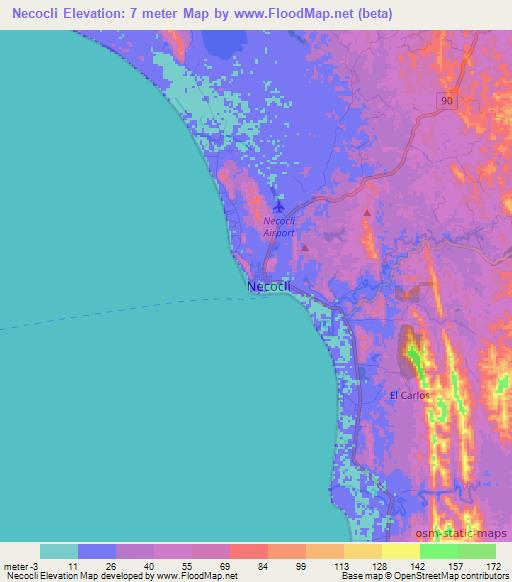 Necocli,Colombia Elevation Map