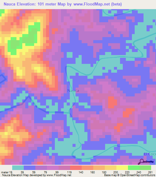 Nauca,Colombia Elevation Map