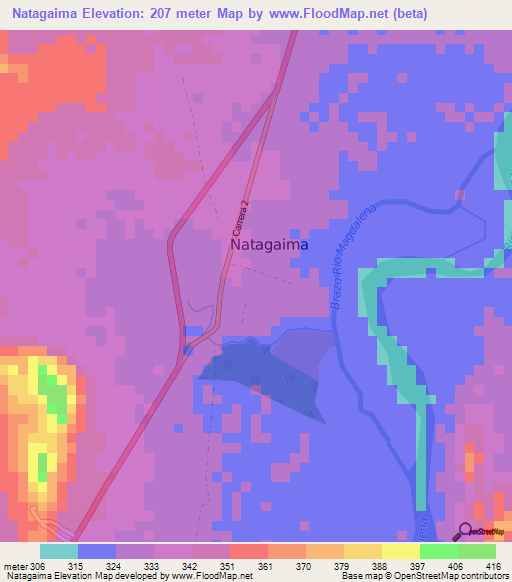 Natagaima,Colombia Elevation Map