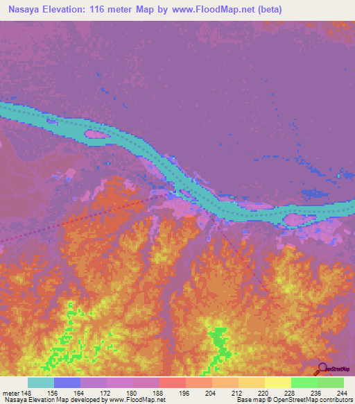 Nasaya,Colombia Elevation Map