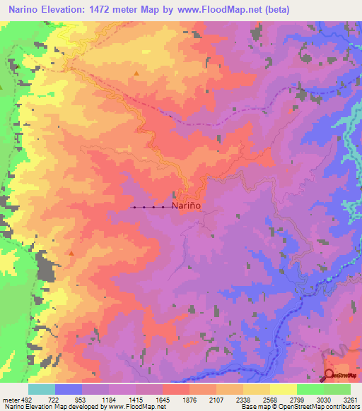 Narino,Colombia Elevation Map