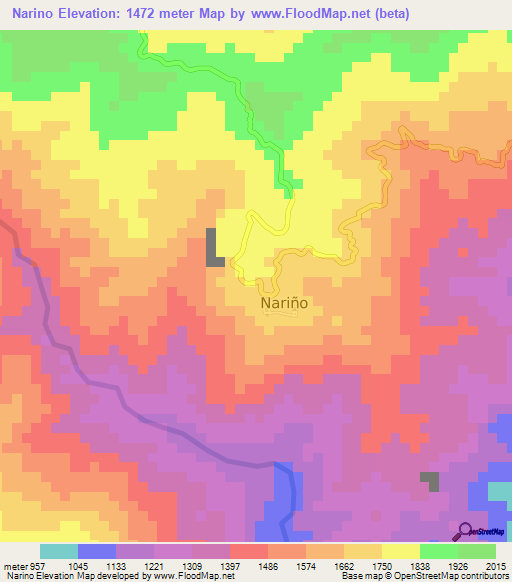 Narino,Colombia Elevation Map