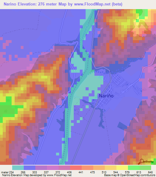 Narino,Colombia Elevation Map