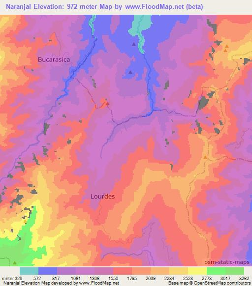 Naranjal,Colombia Elevation Map