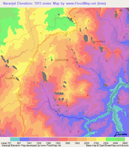 Naranjal,Colombia Elevation Map