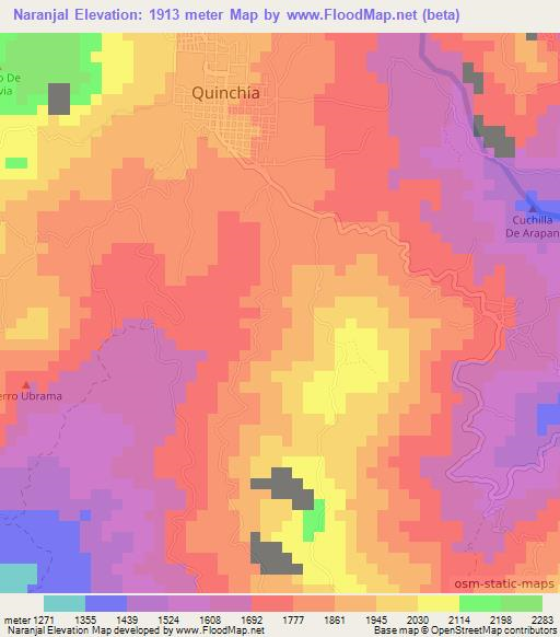 Naranjal,Colombia Elevation Map