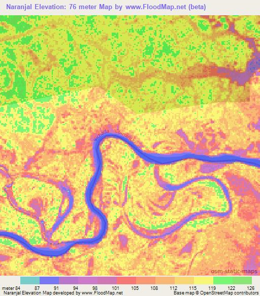 Naranjal,Colombia Elevation Map