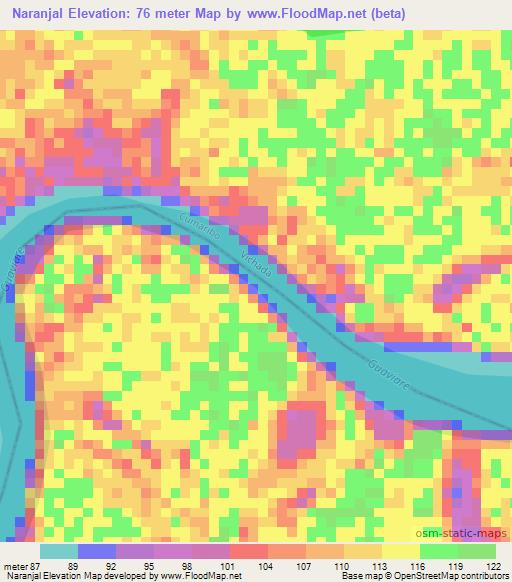 Naranjal,Colombia Elevation Map