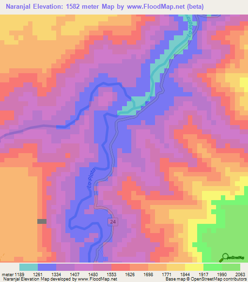 Naranjal,Colombia Elevation Map