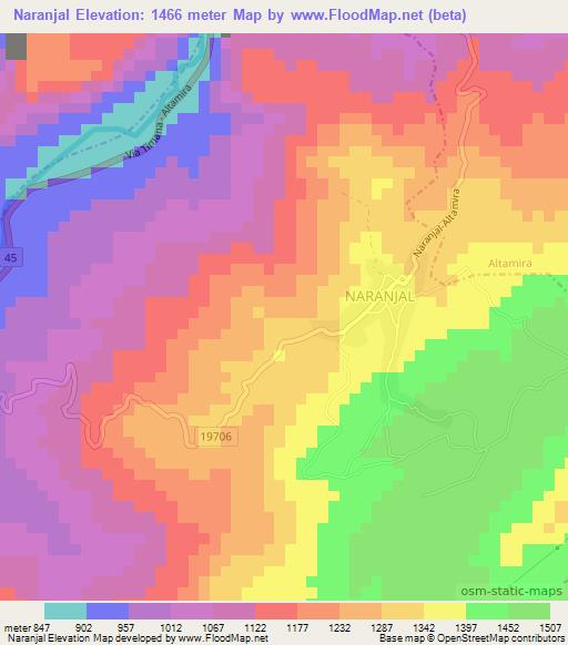 Naranjal,Colombia Elevation Map