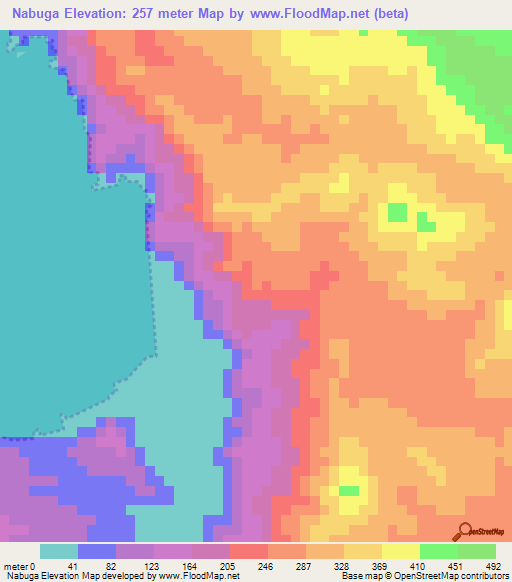 Nabuga,Colombia Elevation Map