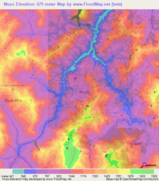 Muzo,Colombia Elevation Map