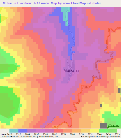 Mutiscua,Colombia Elevation Map