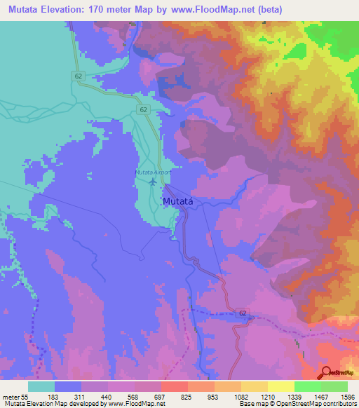 Mutata,Colombia Elevation Map