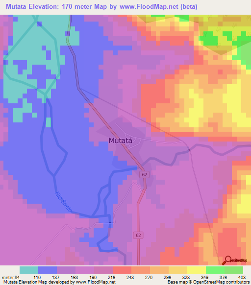 Mutata,Colombia Elevation Map