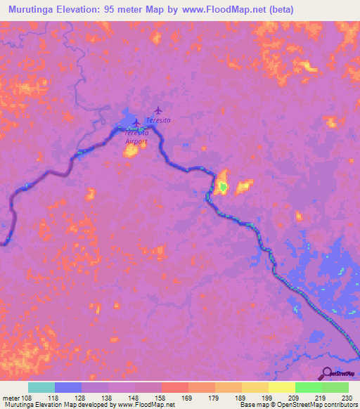 Murutinga,Colombia Elevation Map