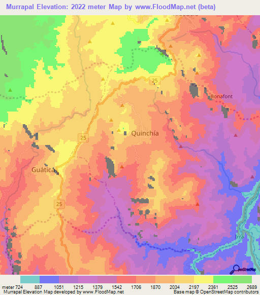 Murrapal,Colombia Elevation Map