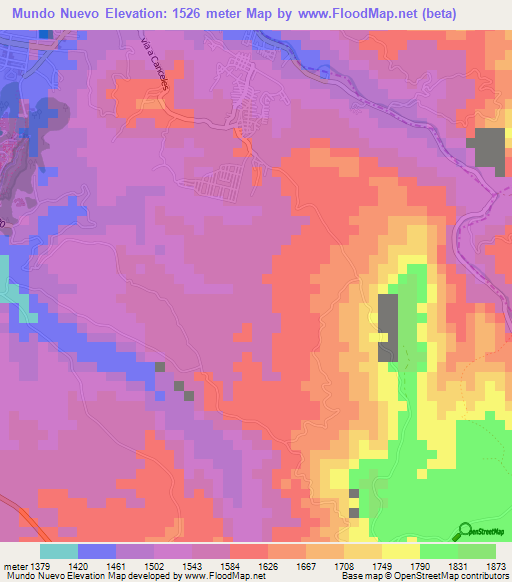 Mundo Nuevo,Colombia Elevation Map