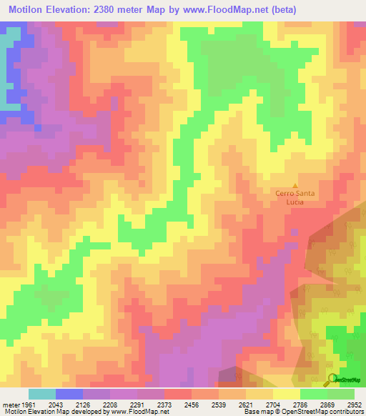 Motilon,Colombia Elevation Map