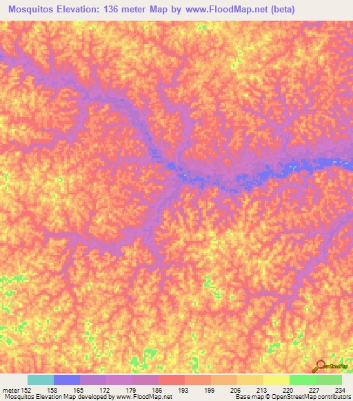 Mosquitos,Colombia Elevation Map