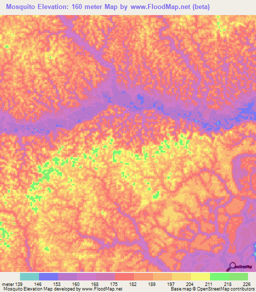 Mosquito,Colombia Elevation Map