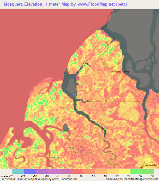 Mosquera,Colombia Elevation Map