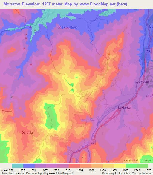 Morreton,Colombia Elevation Map