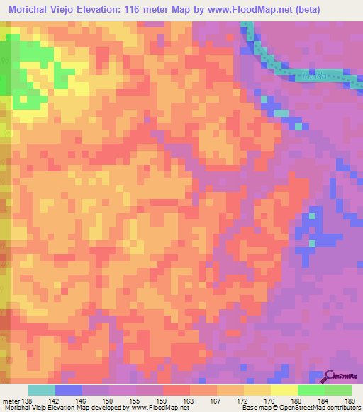 Morichal Viejo,Colombia Elevation Map