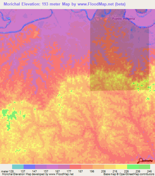 Morichal,Colombia Elevation Map