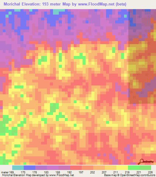 Morichal,Colombia Elevation Map