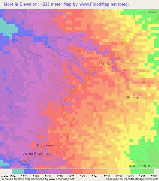 Morelia,Colombia Elevation Map