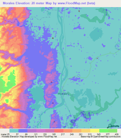 Morales,Colombia Elevation Map