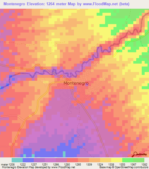 Montenegro,Colombia Elevation Map