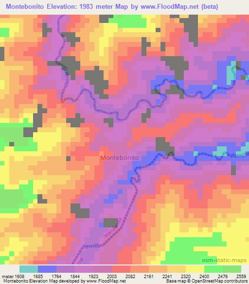 Montebonito,Colombia Elevation Map