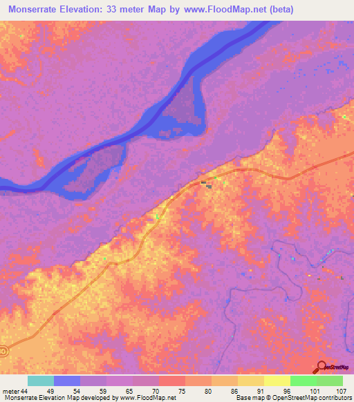 Monserrate,Colombia Elevation Map