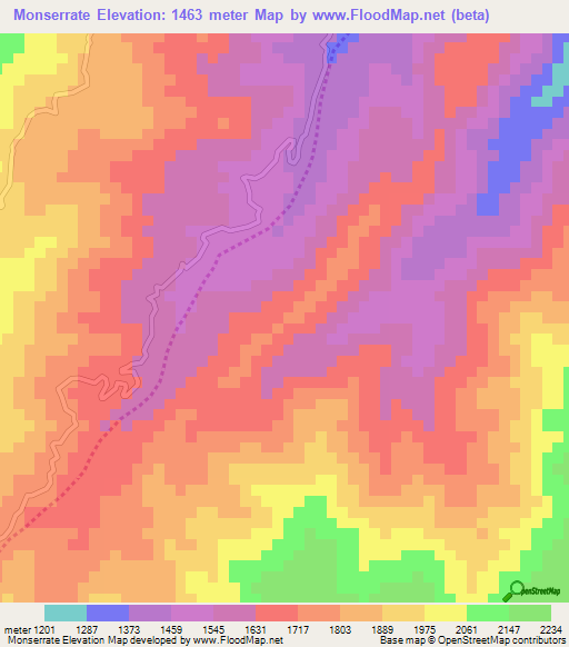 Monserrate,Colombia Elevation Map