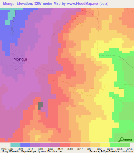 Mongui,Colombia Elevation Map