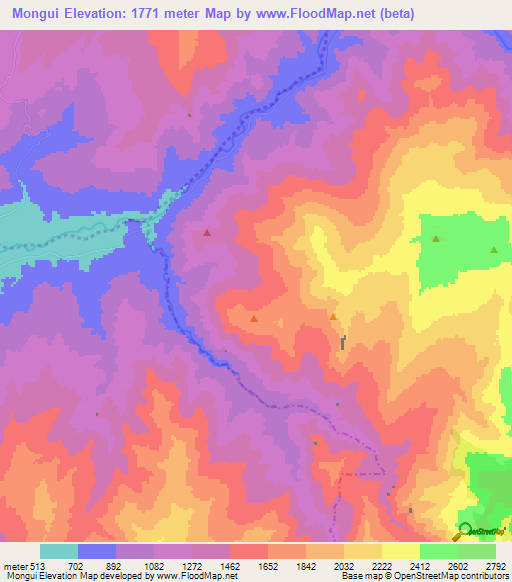 Mongui,Colombia Elevation Map