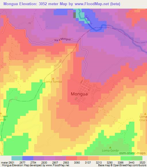 Mongua,Colombia Elevation Map