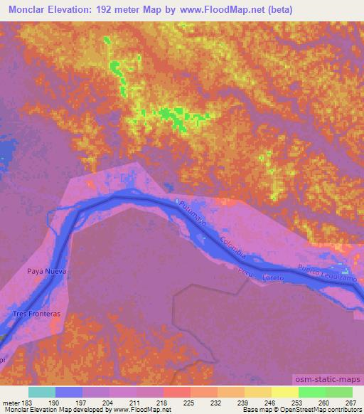 Monclar,Colombia Elevation Map