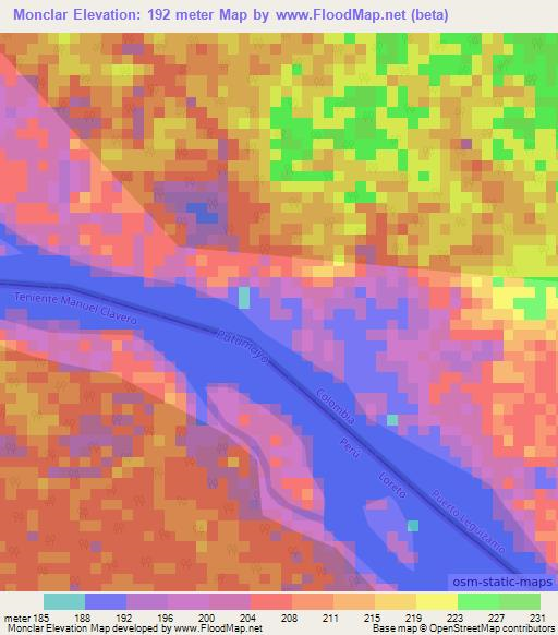 Monclar,Colombia Elevation Map