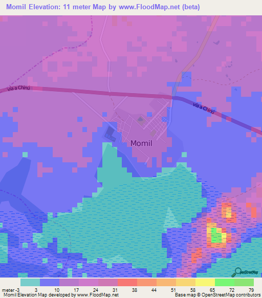 Momil,Colombia Elevation Map