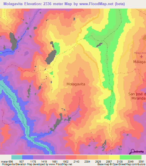 Molagavita,Colombia Elevation Map