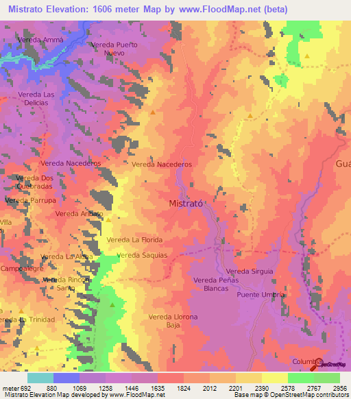 Mistrato,Colombia Elevation Map