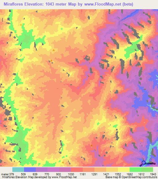 Miraflores,Colombia Elevation Map