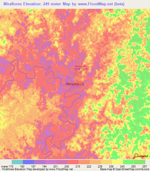 Miraflores,Colombia Elevation Map