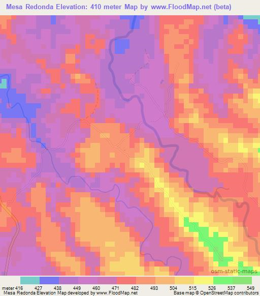 Mesa Redonda,Colombia Elevation Map