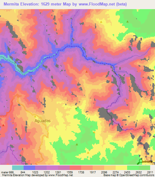 Mermita,Colombia Elevation Map