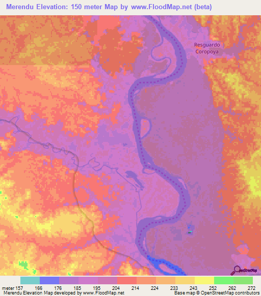 Merendu,Colombia Elevation Map