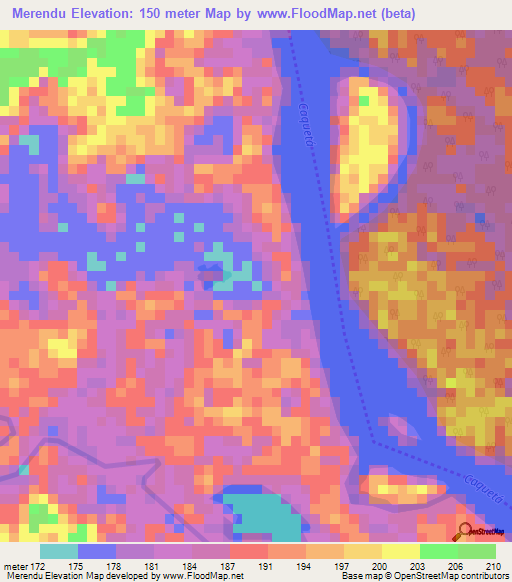 Merendu,Colombia Elevation Map